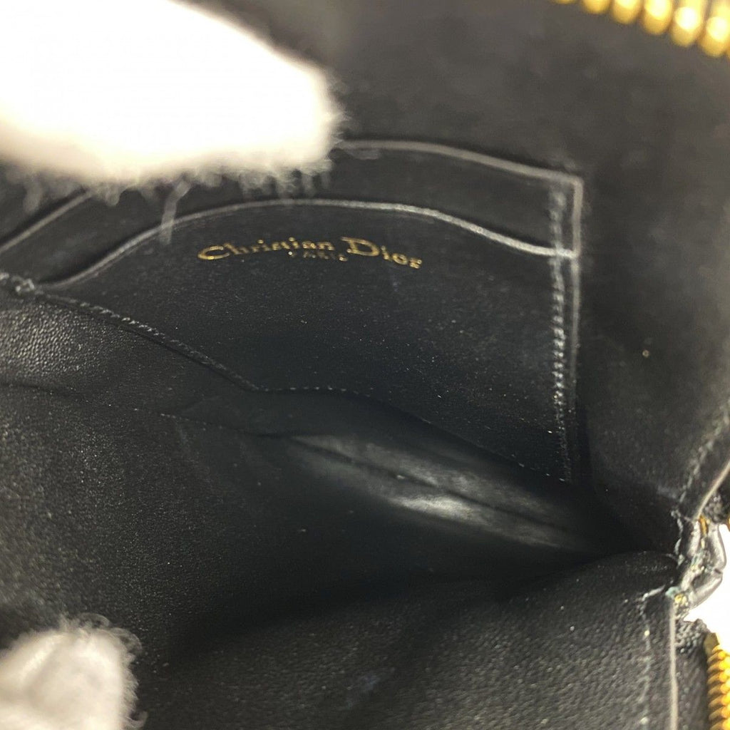 Dior Pochette Cannage Leather Black Gold Handbag