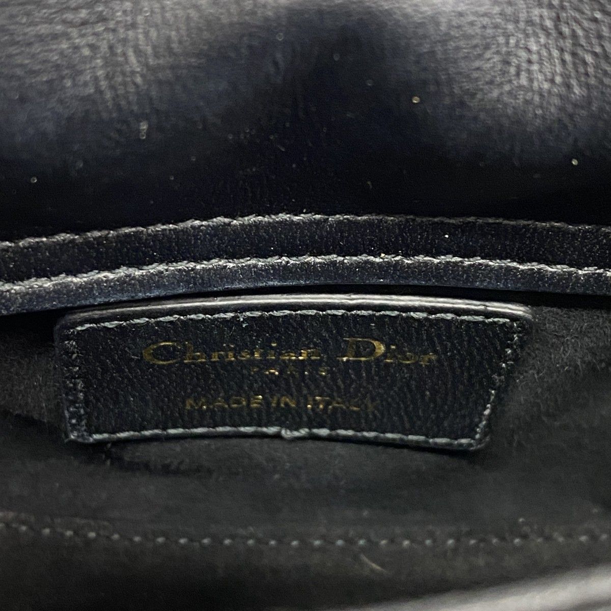 Dior Handbag Cannage Lady Leather Black Champagne Gold