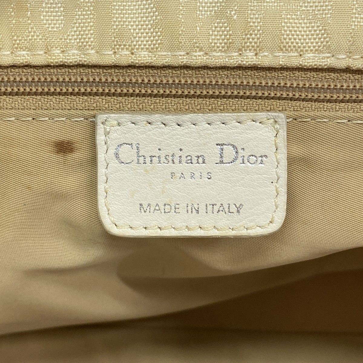 Dior Handbag Trotter Canvas Beige Silver