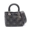 Dior Handbag Lady Dior 2-Way Black Khaki Leather Lady Dior Studs Tote