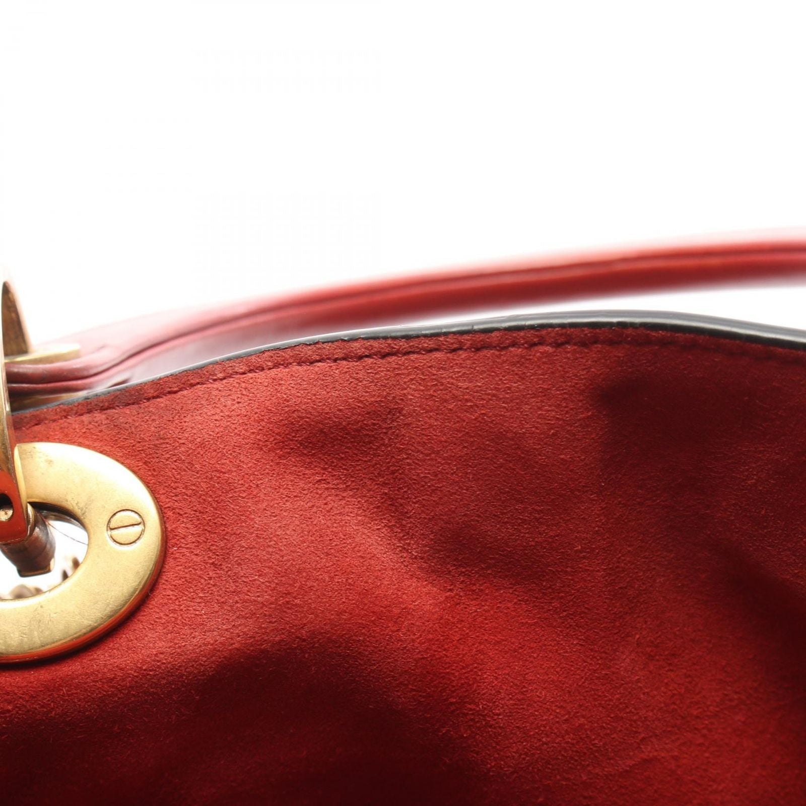 Dior Handbag Lady Dior 2-Way Red Leather Lady Dior Studs Tote