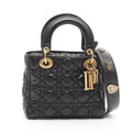 Dior Handbag Lady Dior Small Cannage 2-Way Black Leather Lady Dior Tote