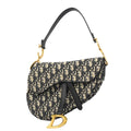 Dior Handbag Oblique Saddle Canvas Navy Gold