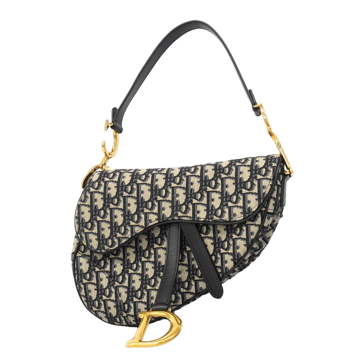 Dior Handbag Oblique Saddle Canvas Navy Gold