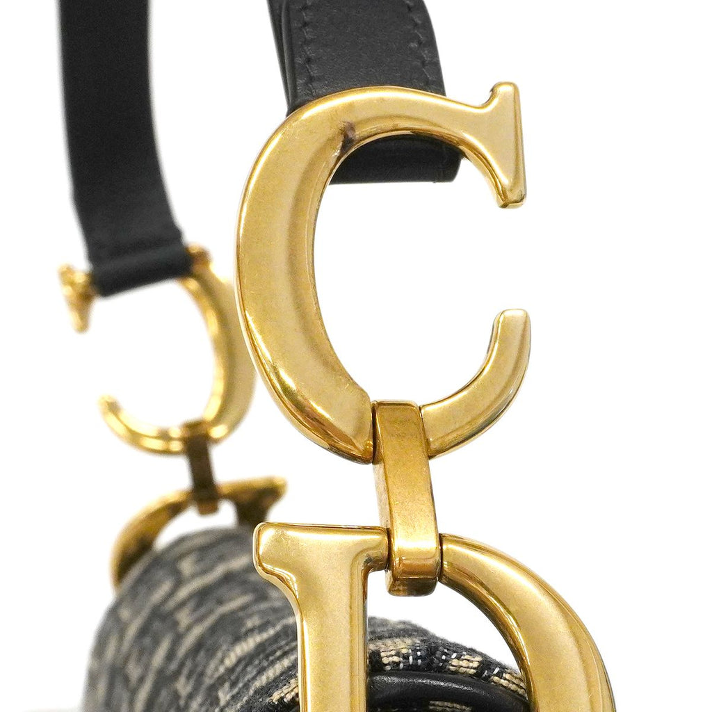 Dior Handbag Oblique Saddle Canvas Navy Gold
