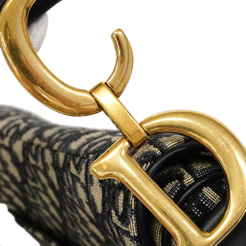 Dior Handbag Oblique Saddle Canvas Navy Gold