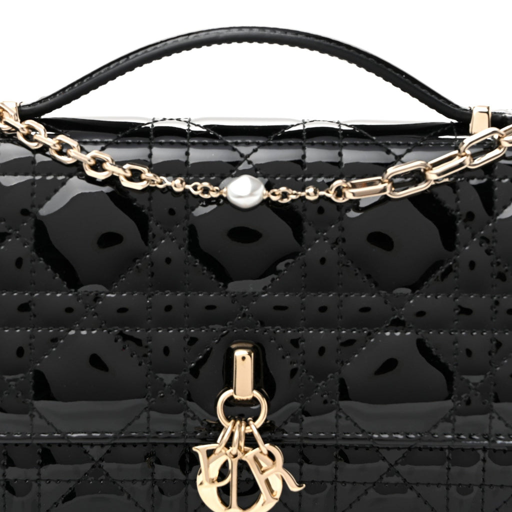 Patent Cannage Mini My Dior Bag Black