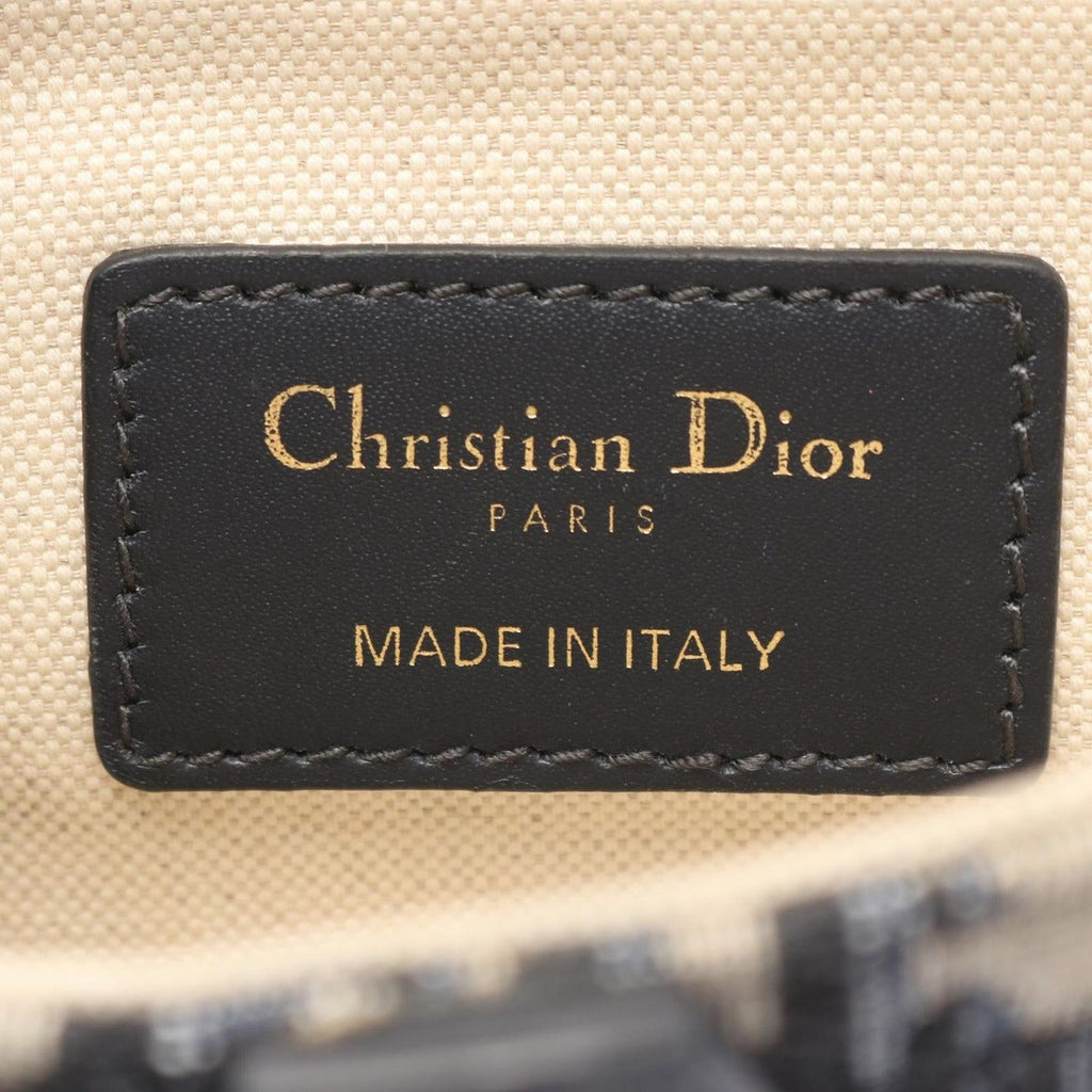 Dior Handbag Saddle Bag Mini Oblique Jacquard Navy Canvas Leather