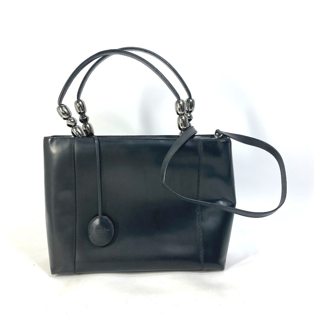 Dior Handbag leather black 2WAY bag Maris Pearl Women