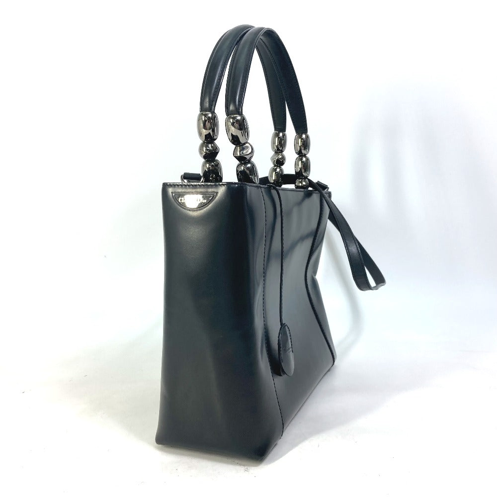 Dior Handbag leather black 2WAY bag Maris Pearl Women