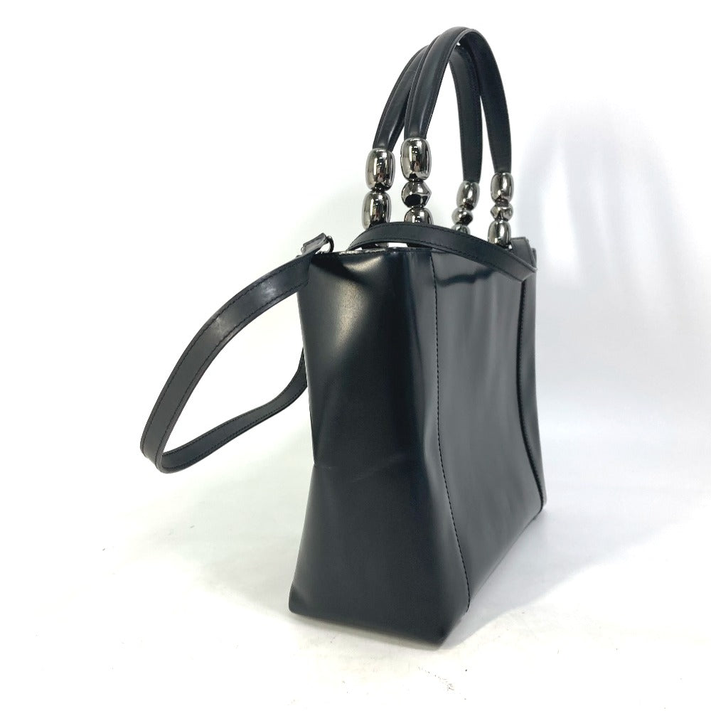 Dior Handbag leather black 2WAY bag Maris Pearl Women