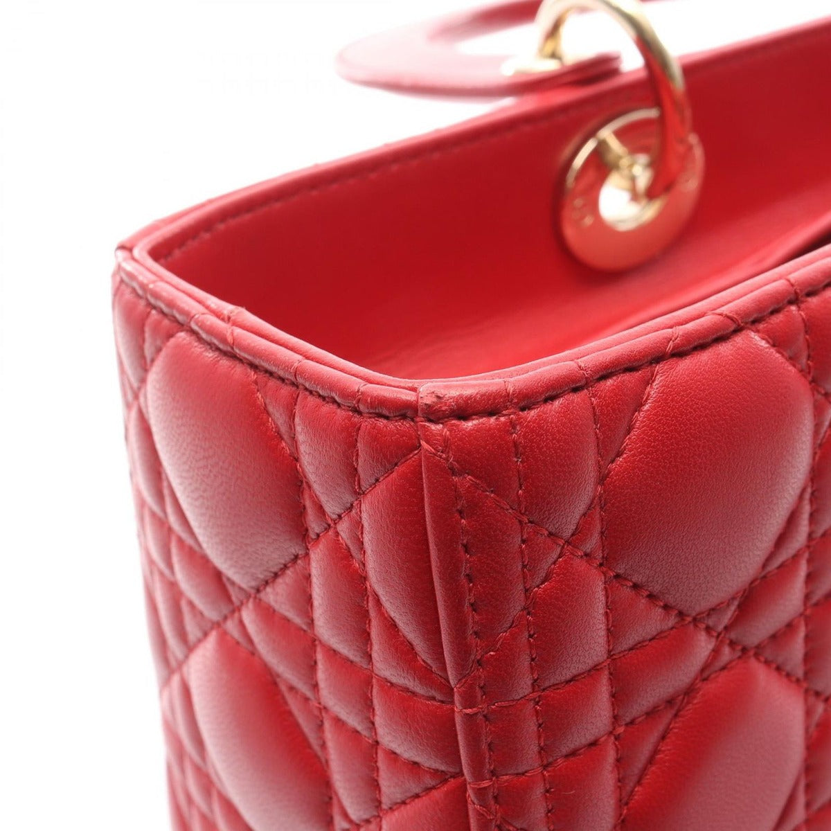 Dior Handbag Lady Large Cannage Red Leather