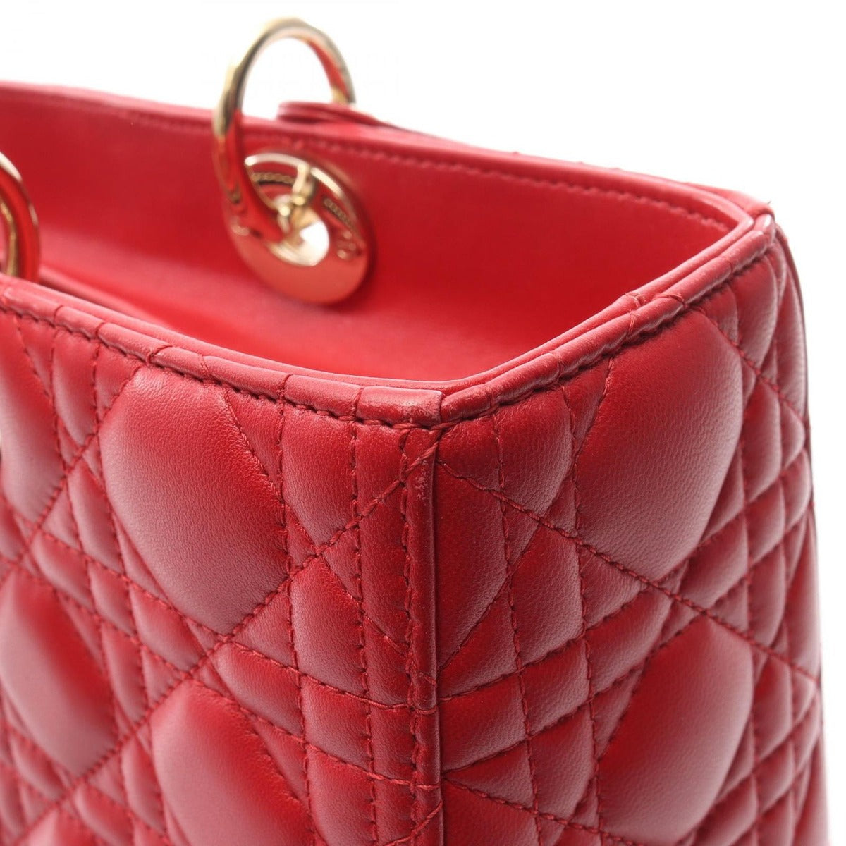 Dior Handbag Lady Large Cannage Red Leather