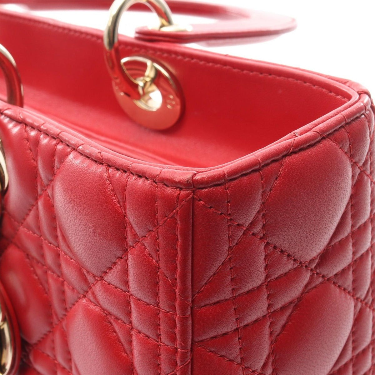 Dior Handbag Lady Large Cannage Red Leather