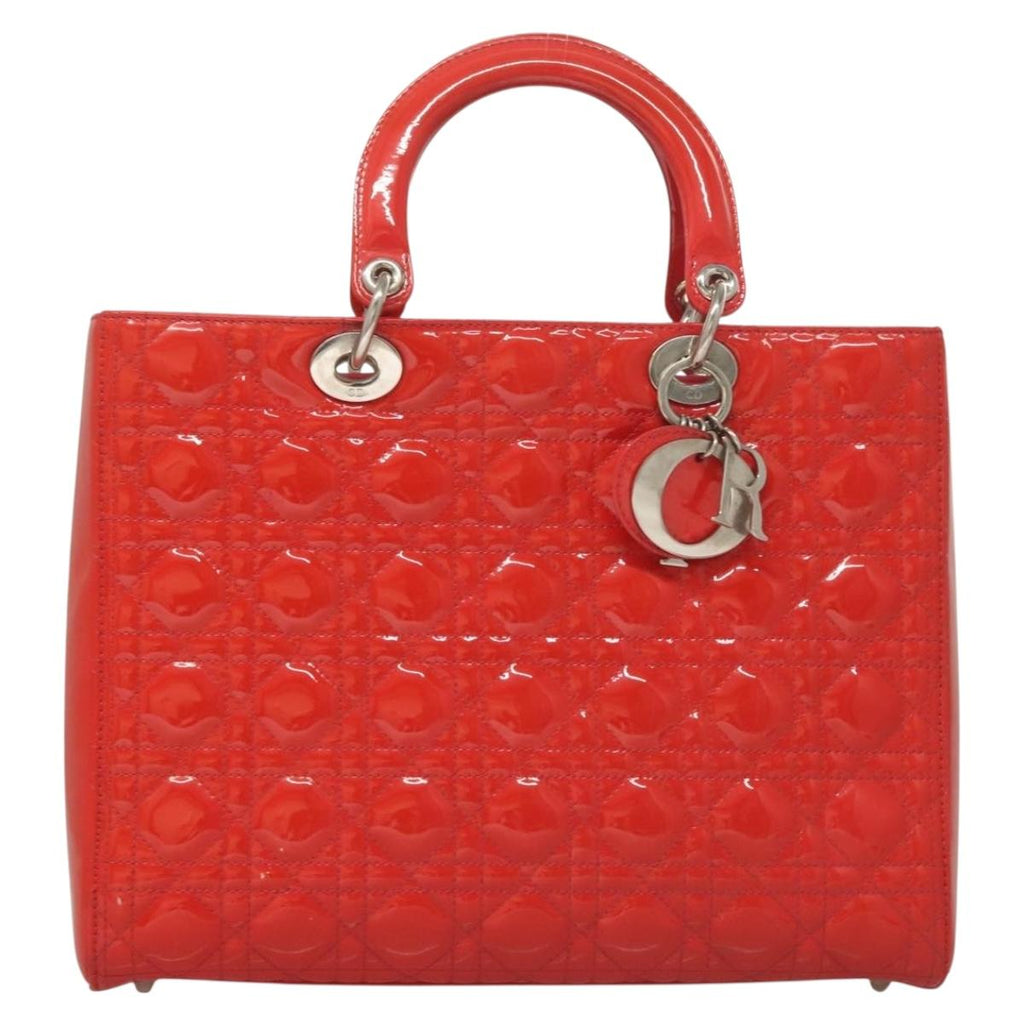 Dior Lady Dior Leather Red Handbag