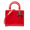 Dior Lady Dior Leather Handbag Red
