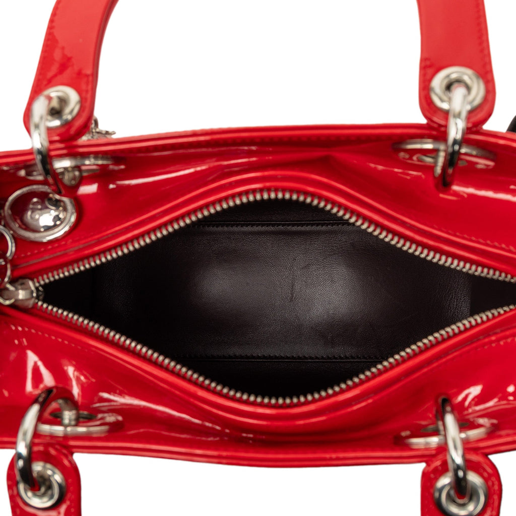 Dior Lady Dior Leather Handbag Red