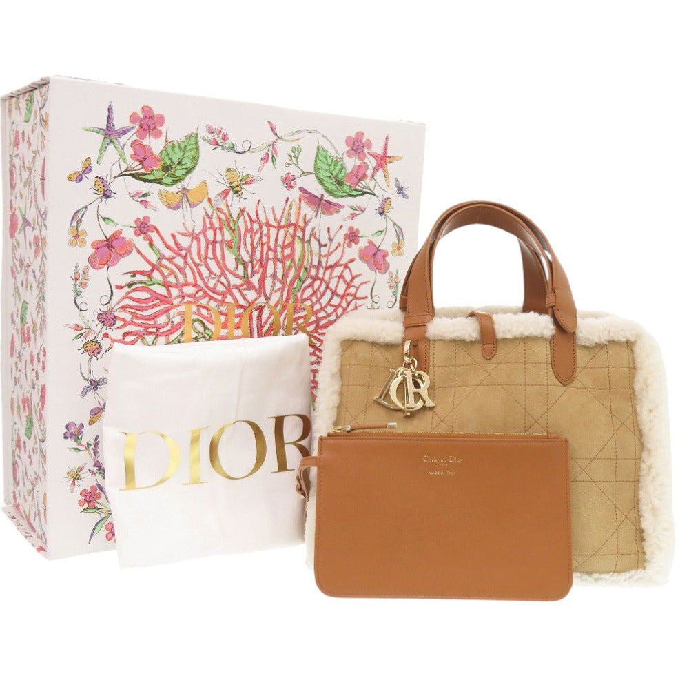 Dior Handbag Mouton, Leather Brown Dior Toujours Macrocannage with pouch Women