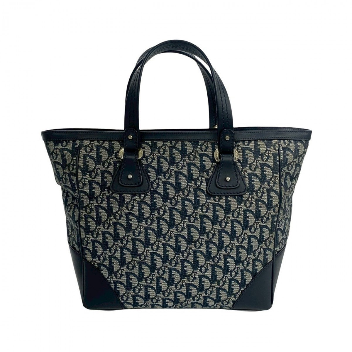 Dior Handbag Canvas, Leather Navy Trotter Pattern Women