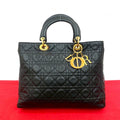 Dior Handbag leather black Lady Dior