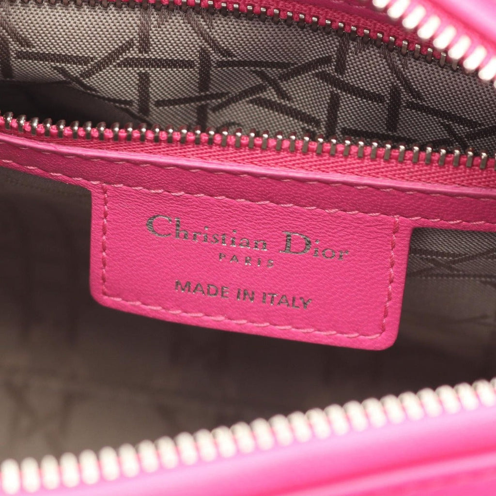 Dior Handbag Lady Cannage Fuchsia Pink Leather 2-Way Tote