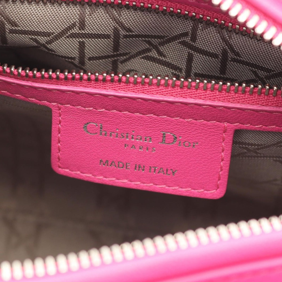 Dior Handbag Lady Cannage Fuchsia Pink Leather 2-Way Tote