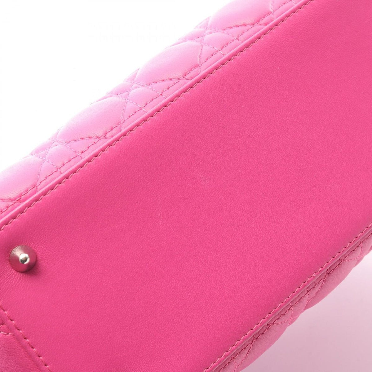 Dior Handbag Lady Cannage Fuchsia Pink Leather 2-Way Tote