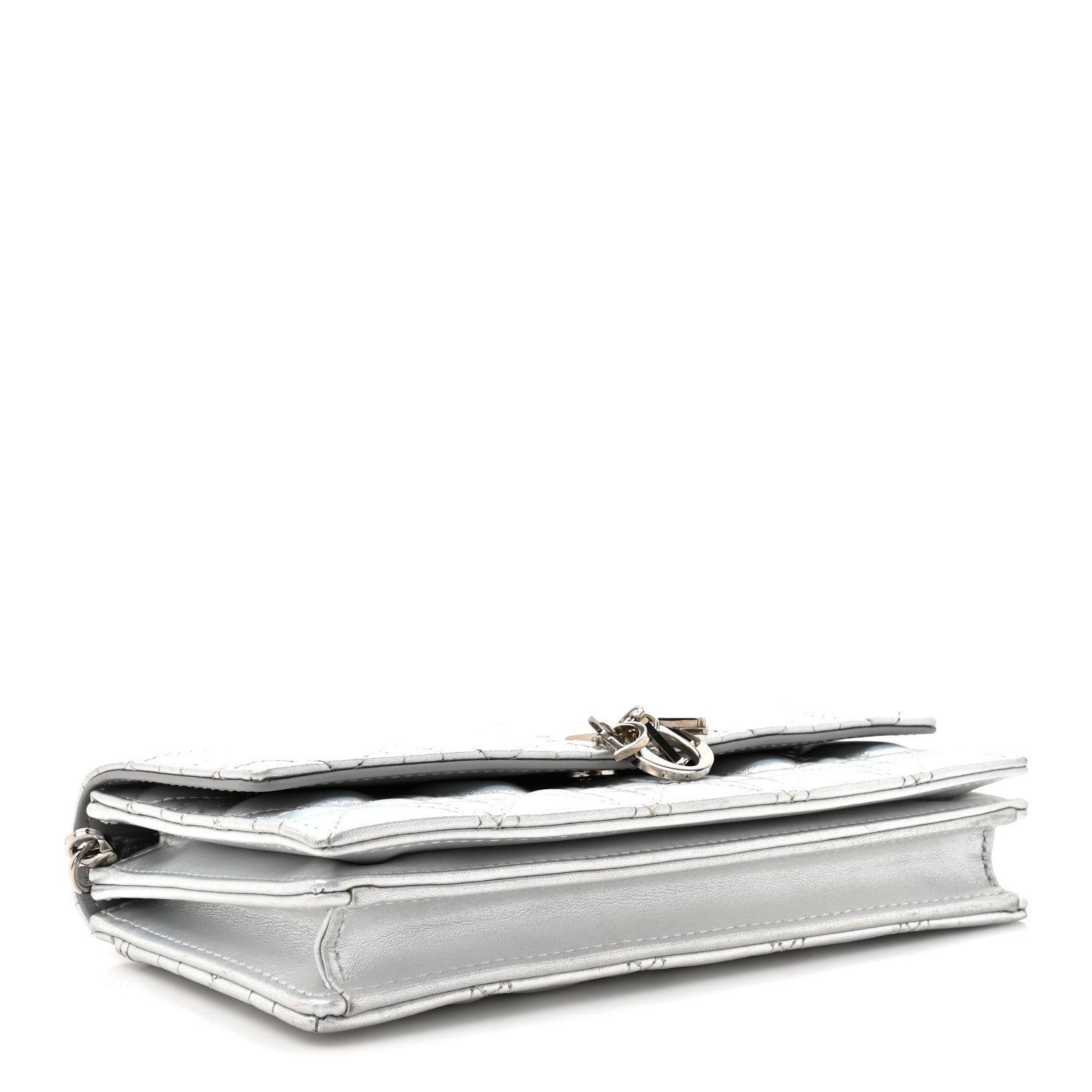 Iridescent Metallic Lambskin Cannage Mini My Dior Bag Silver