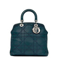 Dior Tote Granville Green Blue Cannage Handbag Leather Logo Charm Stitching