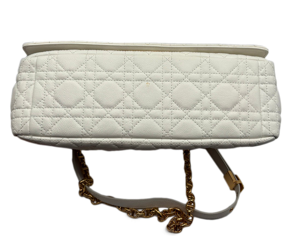 Christian Dior White Cannage Caro Medium Leather Handbag