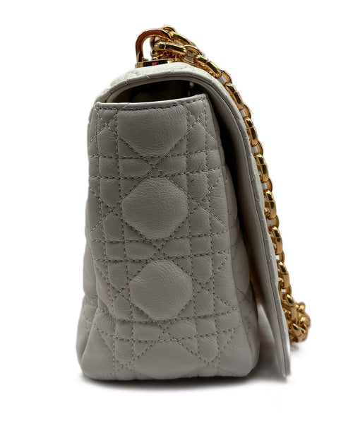Christian Dior White Cannage Caro Medium Leather Handbag