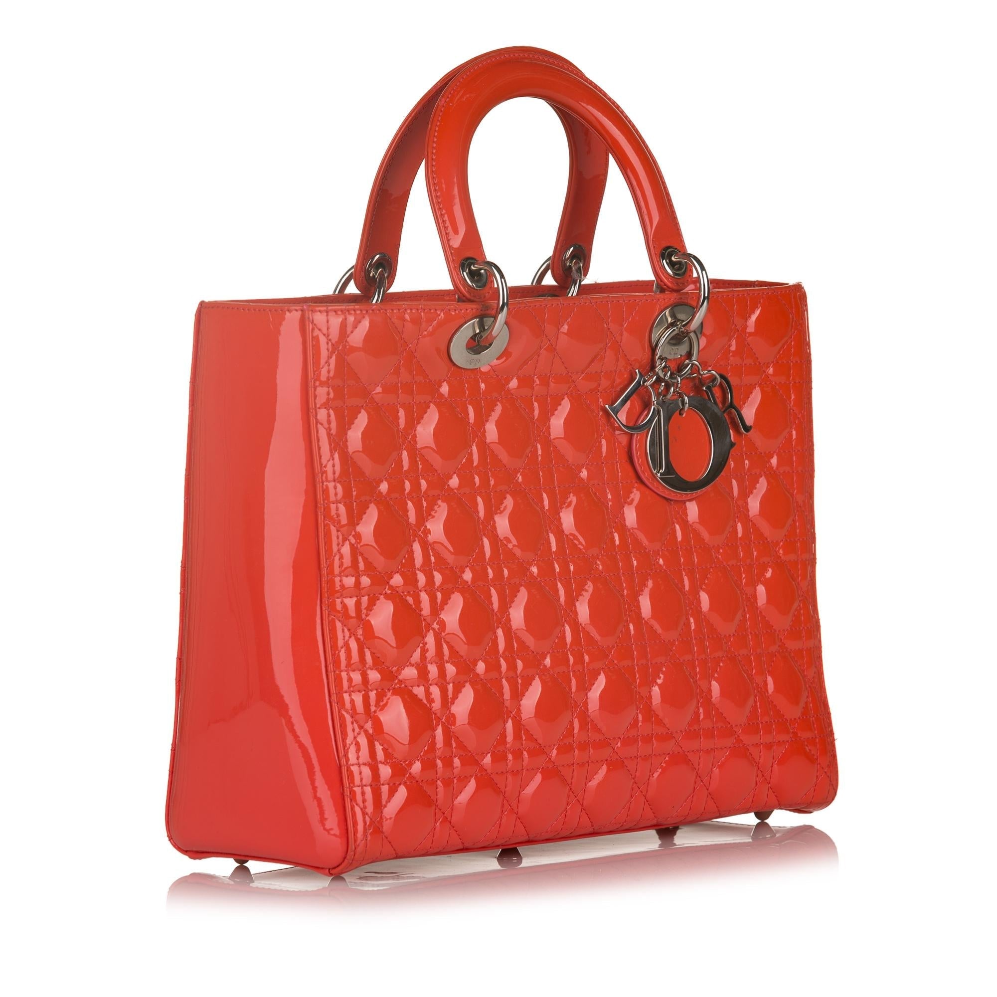 Dior Large Cannage Dior Patent Leather Handbag (SHG-32616)