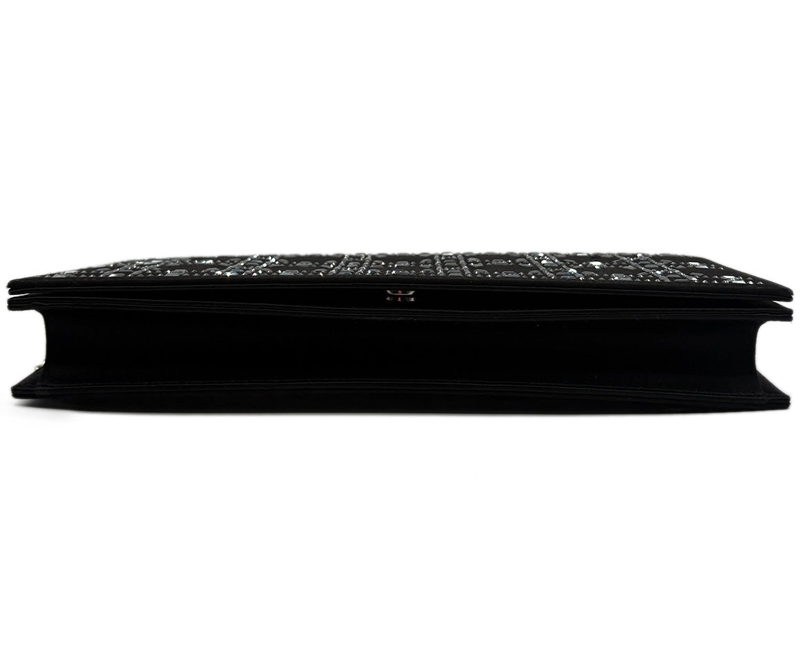 Christian Dior Black Crystal Cannage Clutch