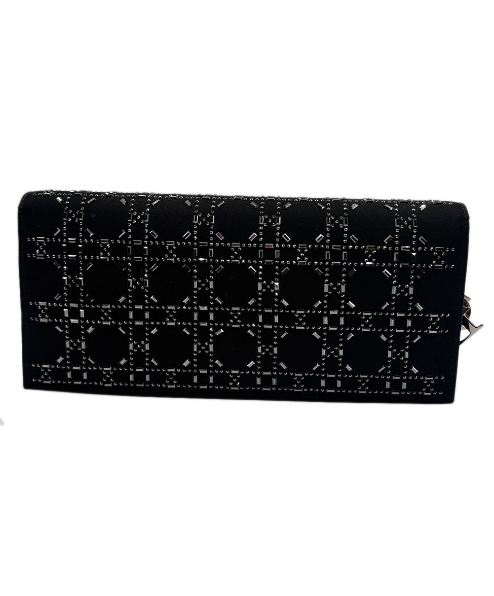 Christian Dior Black Crystal Cannage Clutch