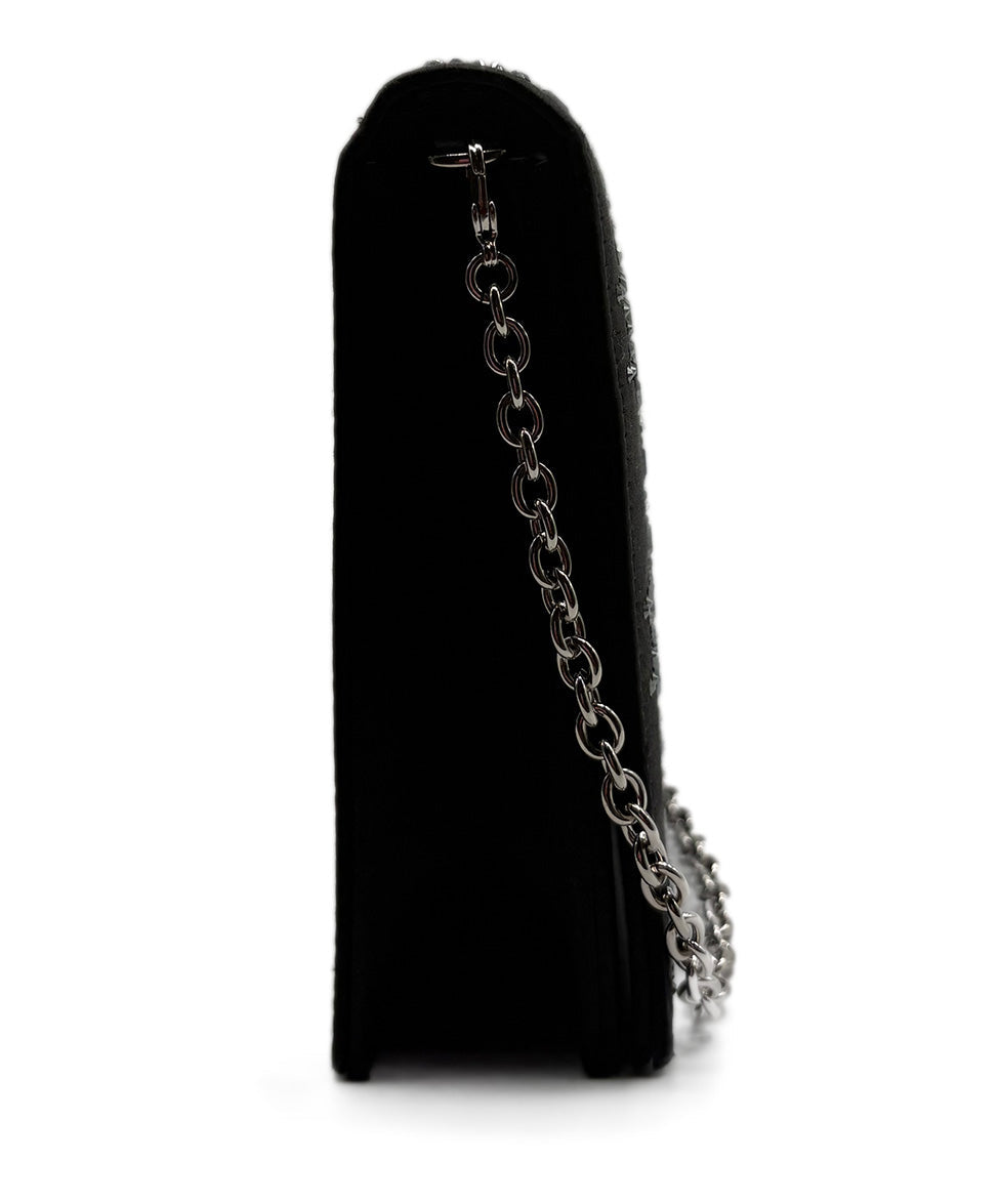 Christian Dior Black Crystal Cannage Clutch