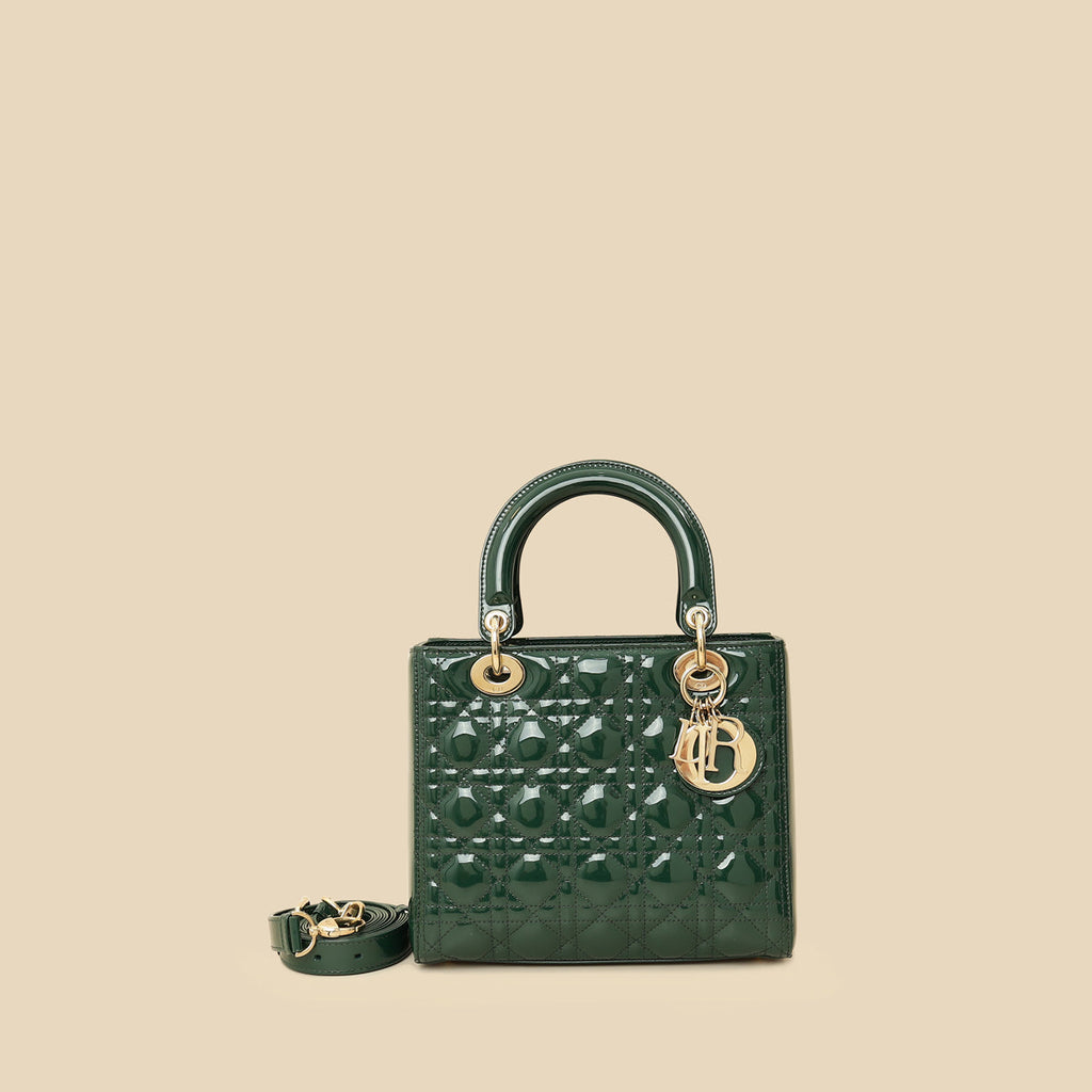 Dior Lady Dior Leather Handbag Green