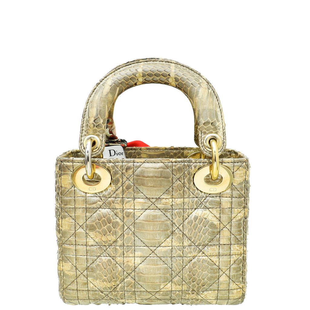 Dior Lady Dior Leather Handbag Gold