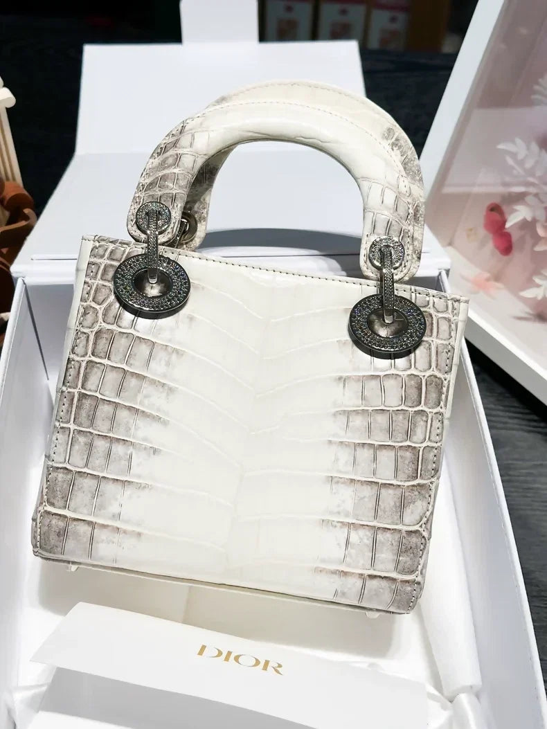 Lady Dior bag Himalaya crocodile leather with diamond hardware