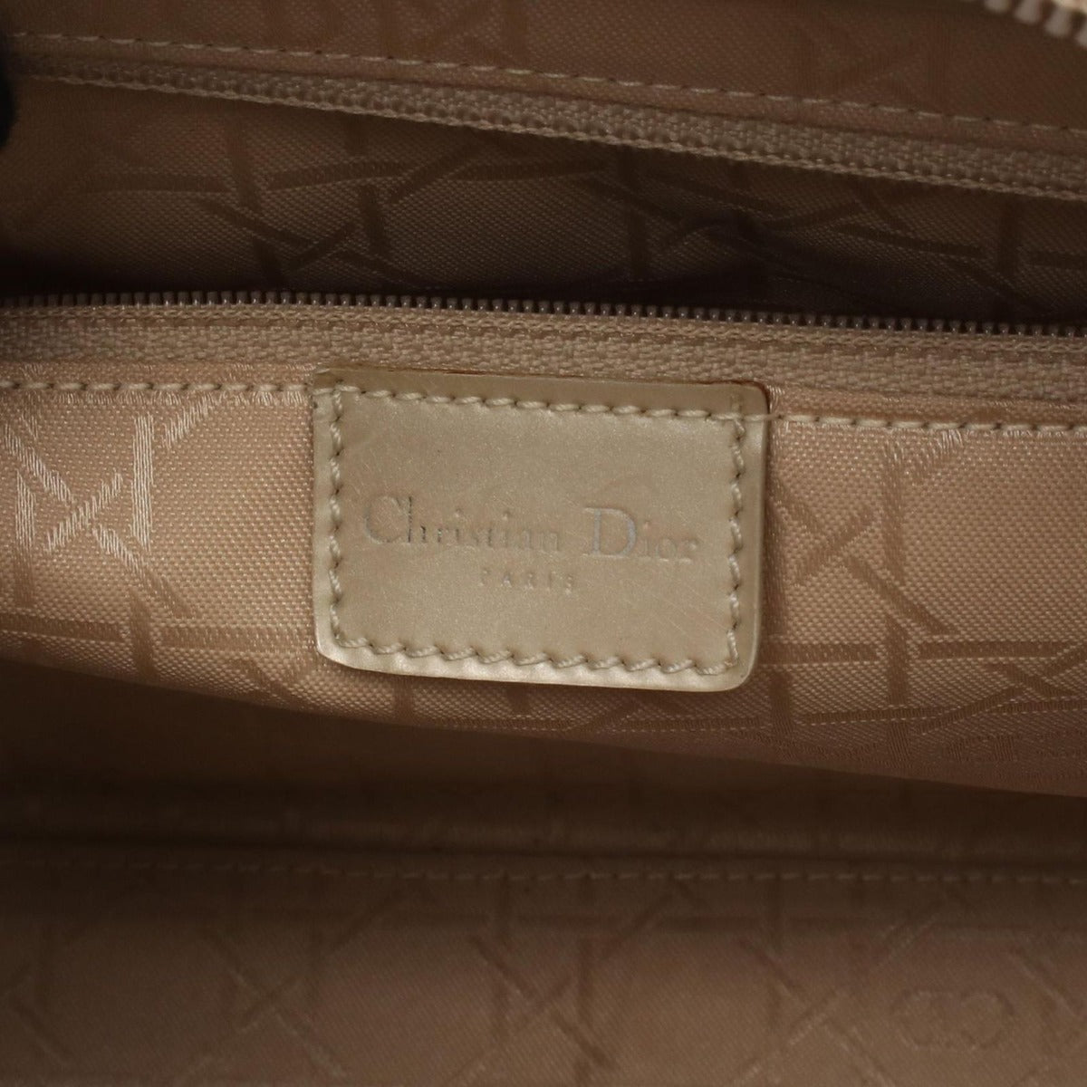 Dior Handbag Maris Pearl Beige Patent Leather 2-Way