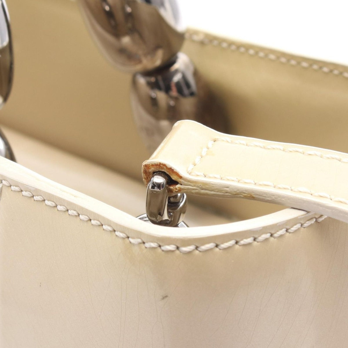 Dior Handbag Maris Pearl Beige Patent Leather 2-Way
