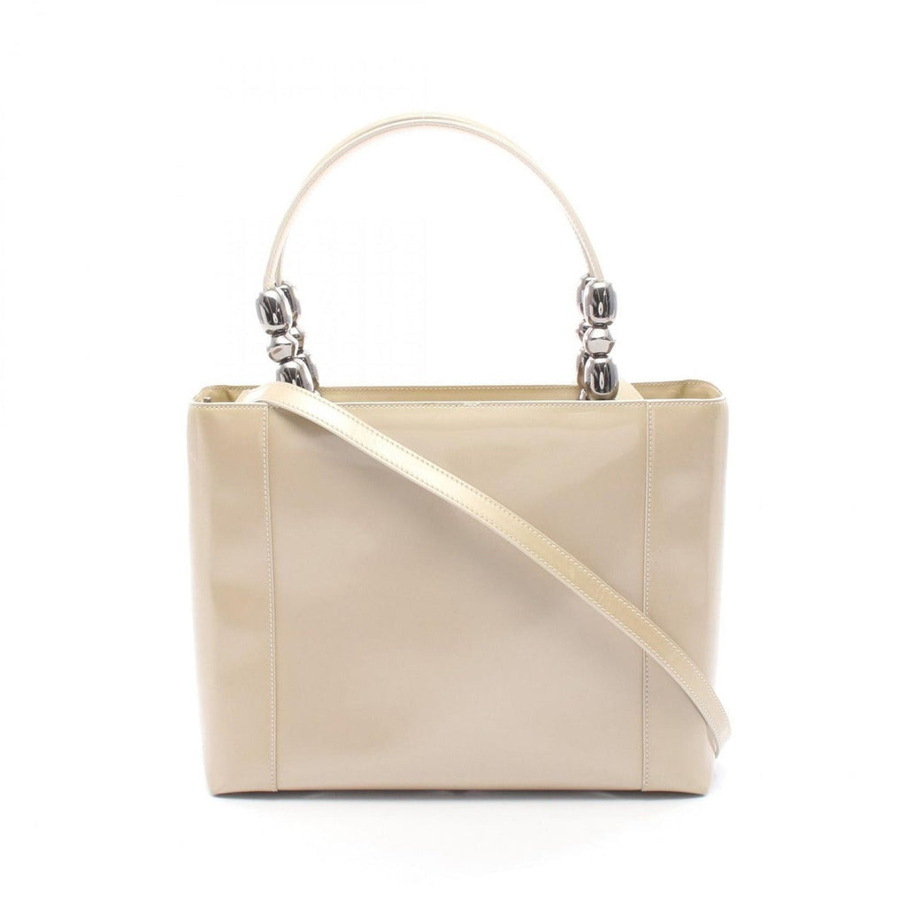 Dior Handbag Maris Pearl Beige Patent Leather 2-Way