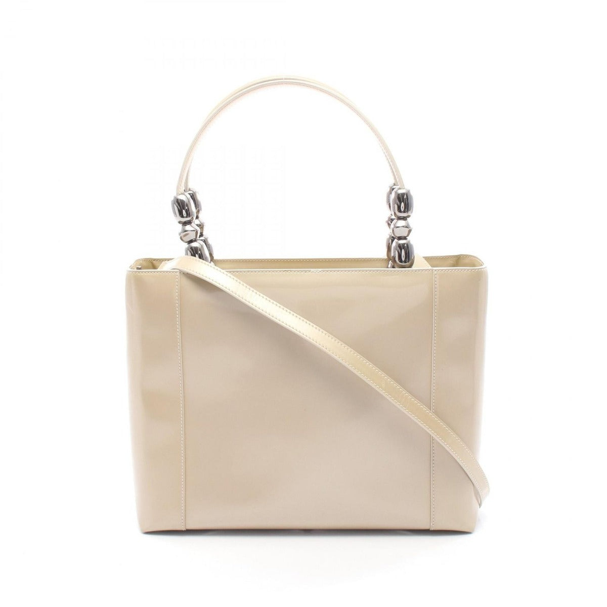 Dior Handbag Maris Pearl Beige Patent Leather 2-Way