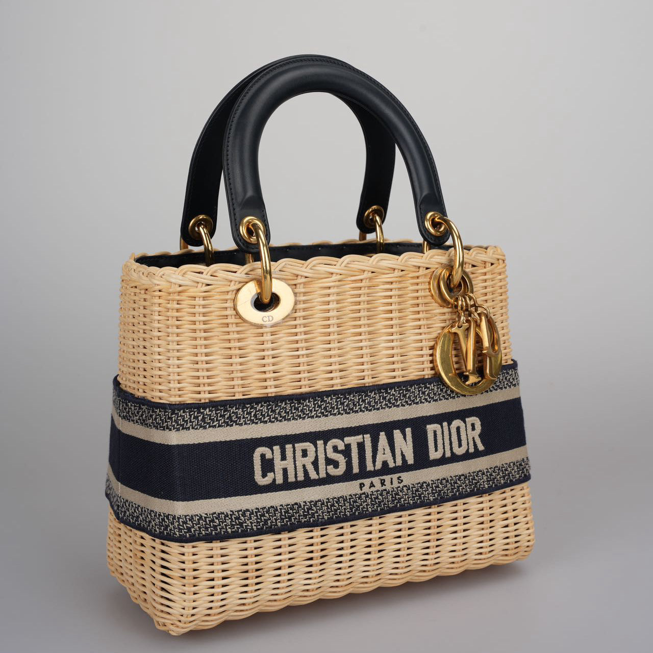Dior Lady Dior Canvas Blue Handbag
