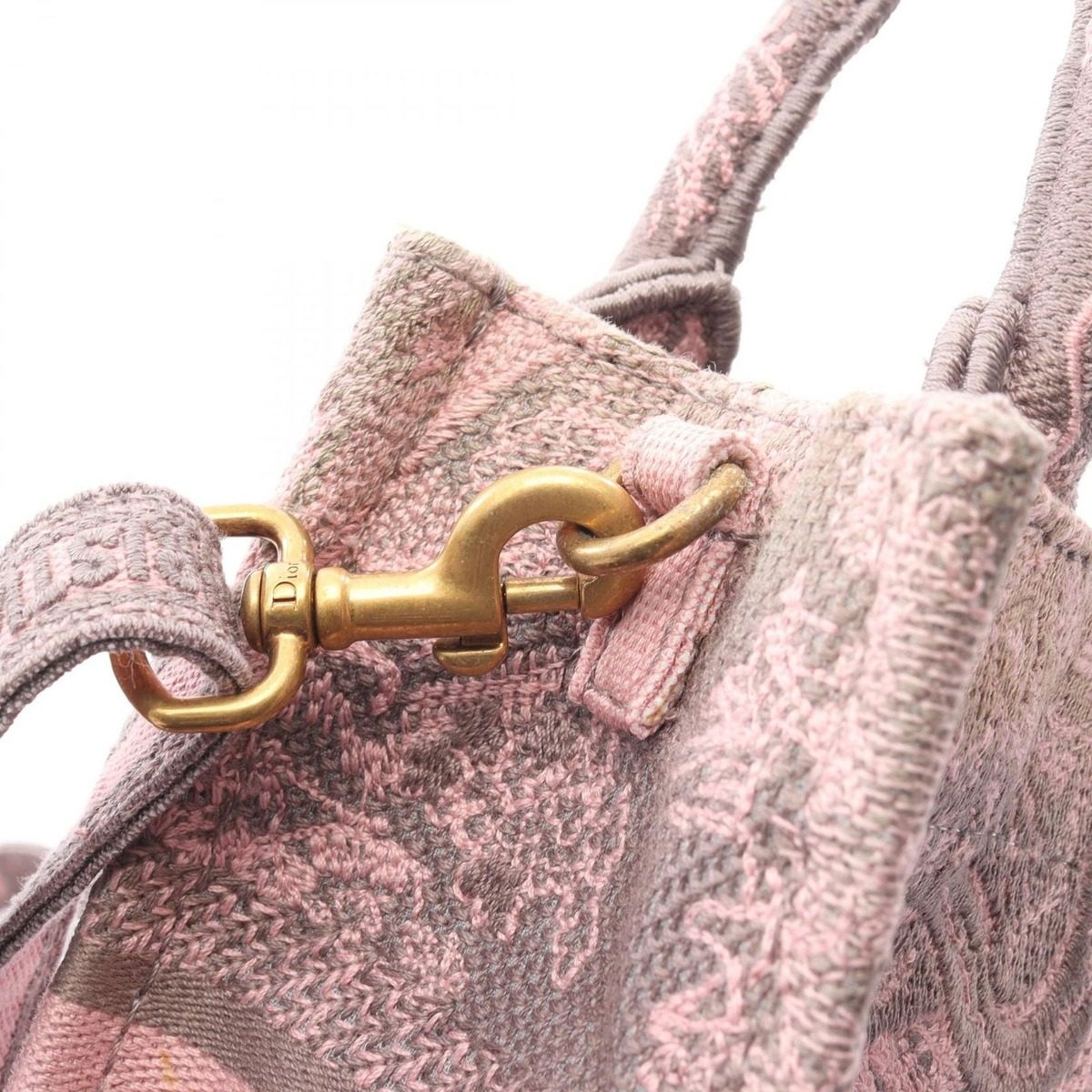 Dior Handbag Book Tote Mini Pink Gray Canvas Vertical