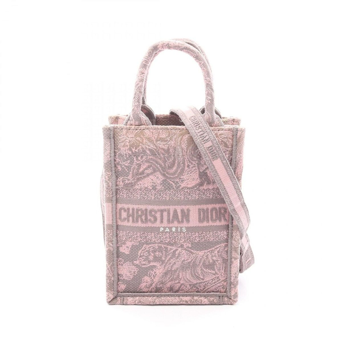 Dior Handbag Book Tote Mini Pink Gray Canvas Vertical