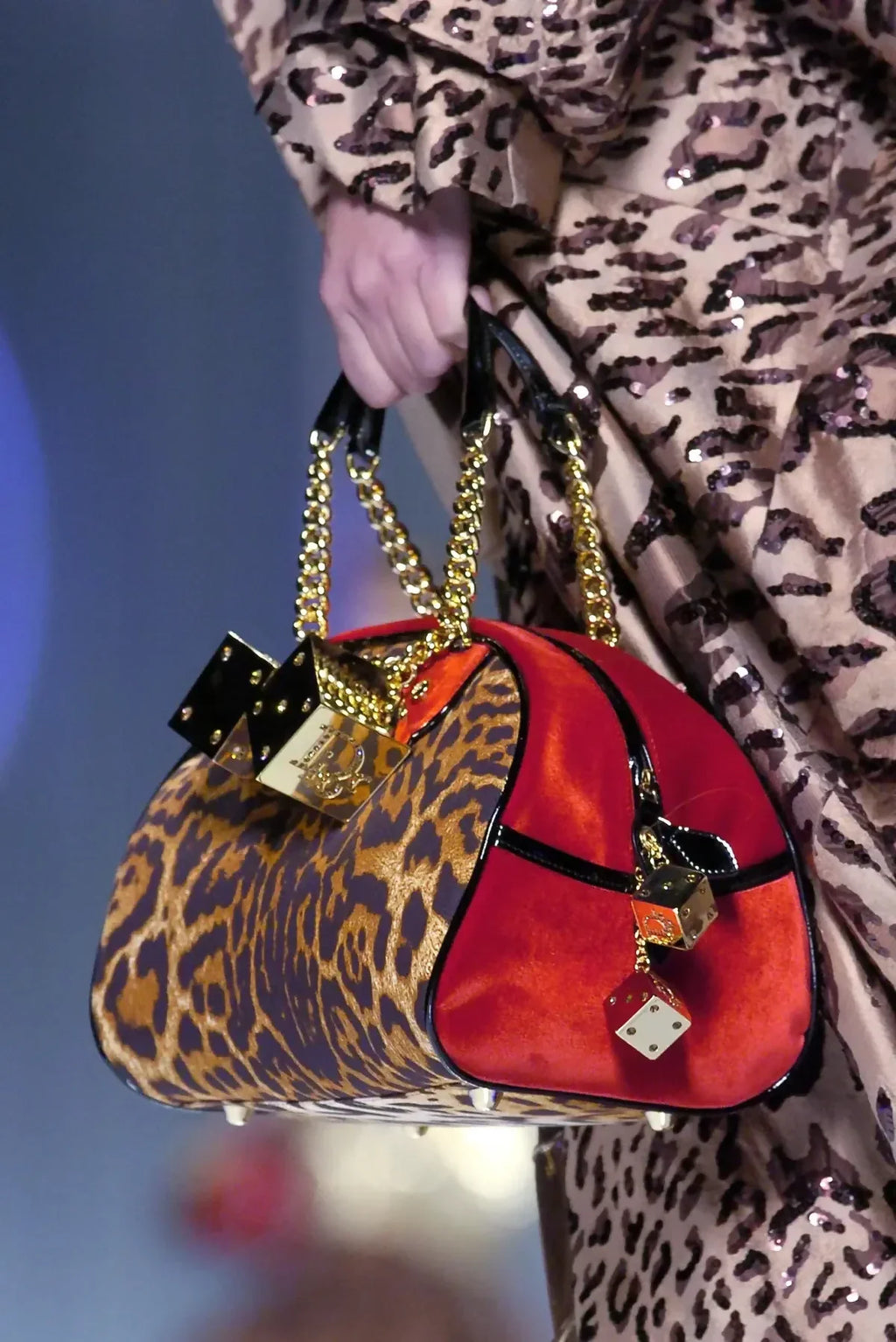 RARE MINI VINTAGE CHRISTIAN DIOR 2004 LEOPARD CHEETA DICE GAMBLER BAG GHW