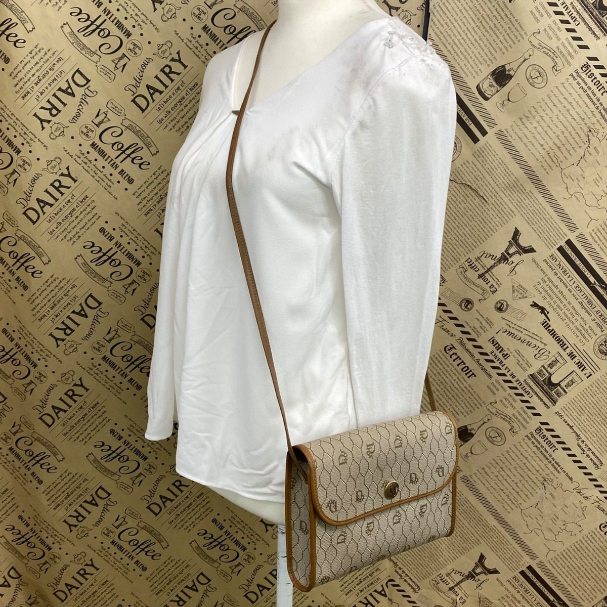 Dior Shoulder Bag Pochette Trotter White Travel