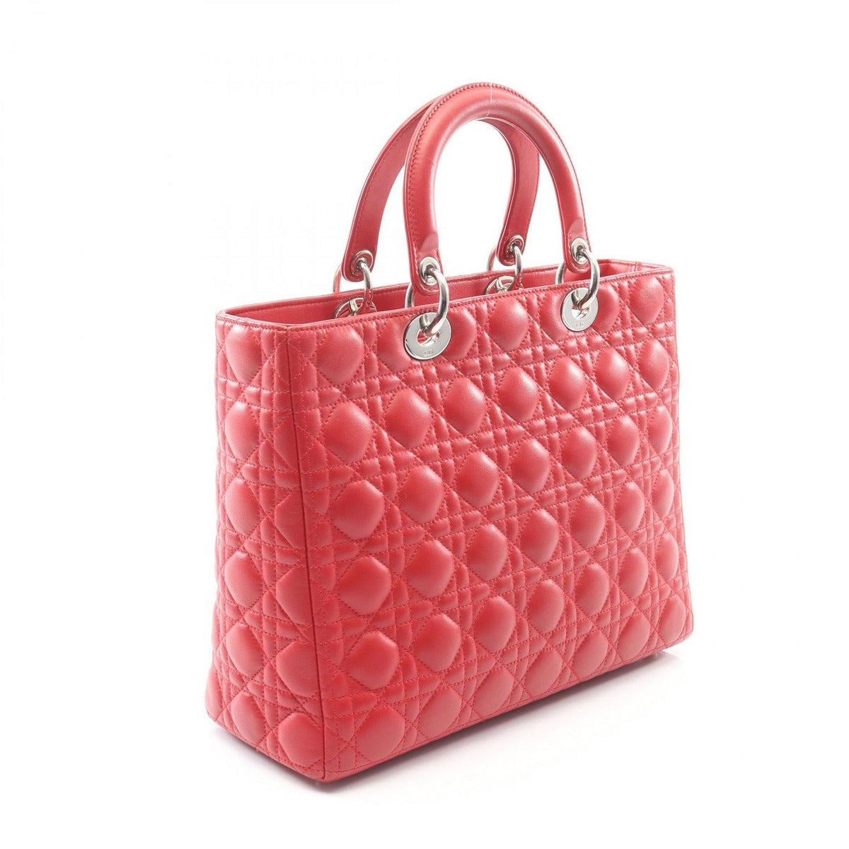 Dior Handbag Lady Large Cannage Red Leather 2-Way
