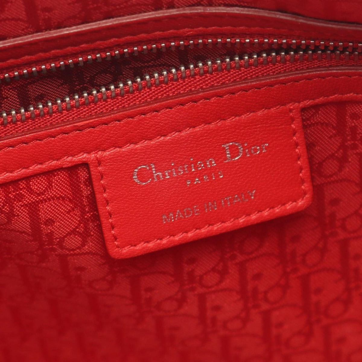 Dior Handbag Lady Large Cannage Red Leather 2-Way