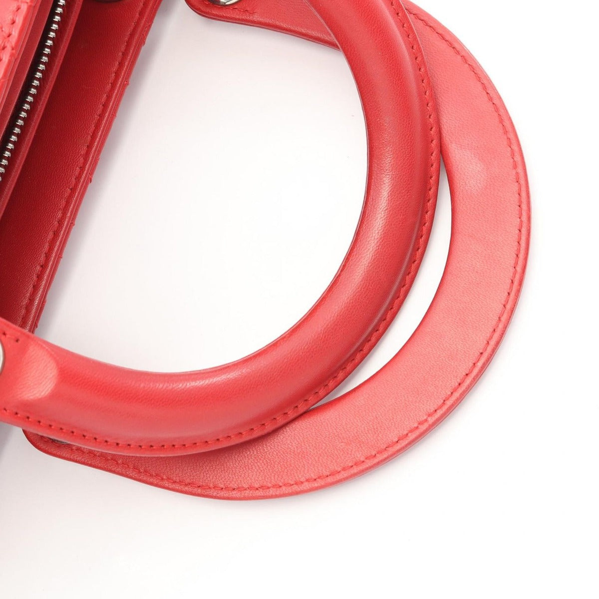 Dior Handbag Lady Large Cannage Red Leather 2-Way